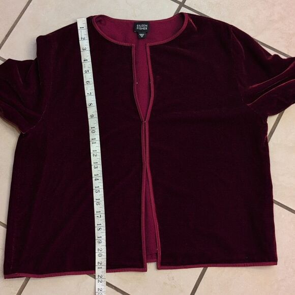 Eileen Fisher velvet jacket burgundy red size M - Picture 10 of 10